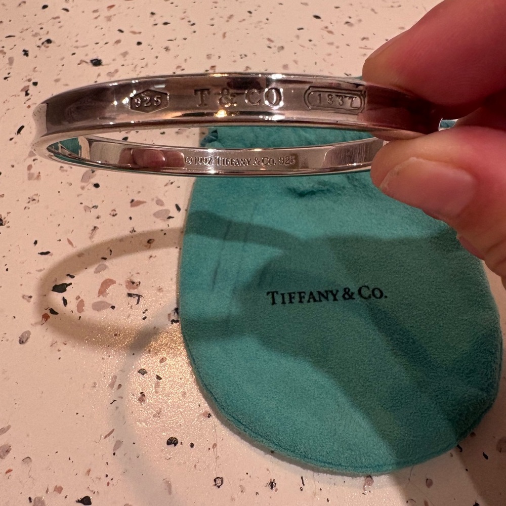 Tiffany & Co. Sterling Silver T & CO 1837 Engraved Bangle - Picture 4 of 5